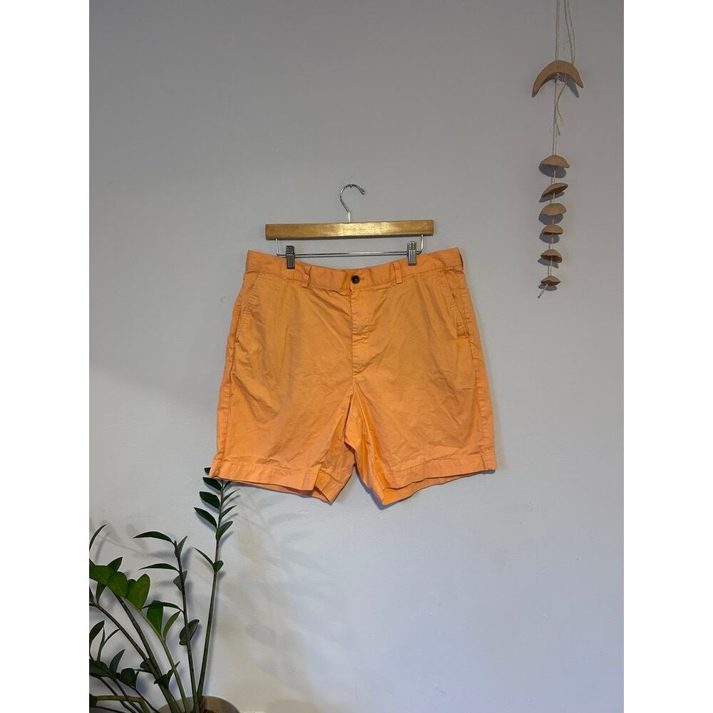 Coral Orange Brooks Brothers 346 Chino Shorts Flat Front Cotton 38 Mens